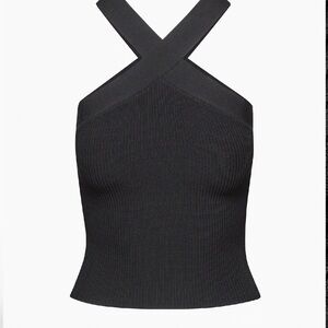 Aritzia Black Cross-Back Crop Top